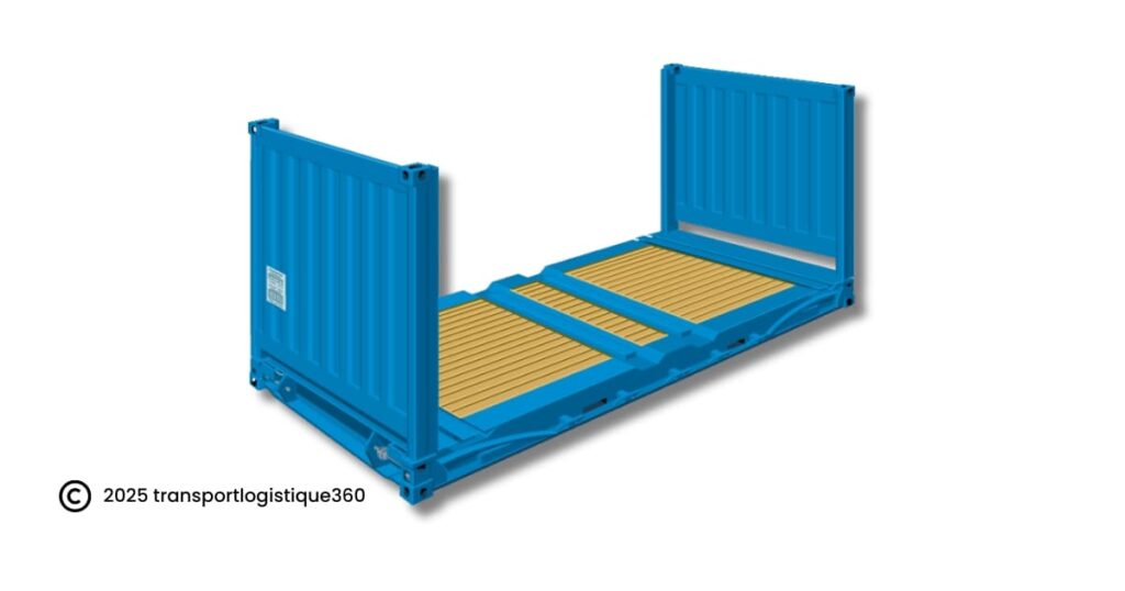 Conteneur Flat Rack sans parois latérales pour équipements industriels lourds