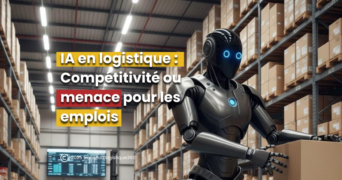 "Robot d'intelligence artificielle manipulant des colis dans un entrepôt automatisé, illustrant l'impact de l'IA en logistique sur les métiers traditionnels"
