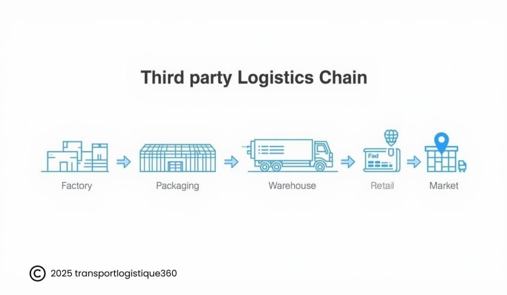 Illustration du concept 3PL Third Party Logistics et externalisation des services logistiques