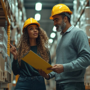 Formation en ligne complète sur les fondamentaux de la gestion d'entrepôt - Illustration d'un entrepôt moderne avec rayonnages, chariots élévateurs et préparateurs de commandes - Cours logistique et warehouse management 2026